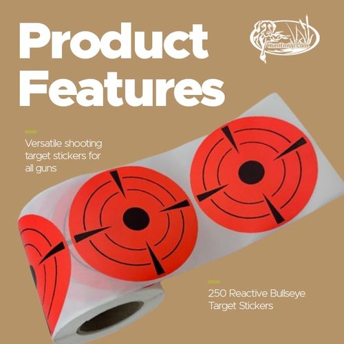 HuntEmUp 3" Round Adhesive Target Stickers - Fluorescent Shooting Dots, Orange (250 Roll) - Target Practice Shooting Range