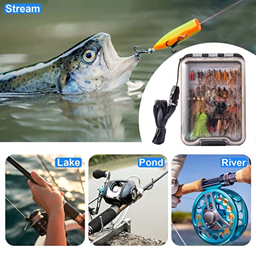 Fly Fishing Flies Kit - Assorted Dry, Wet, Nymphs & Streamers with Waterproof Box - Various