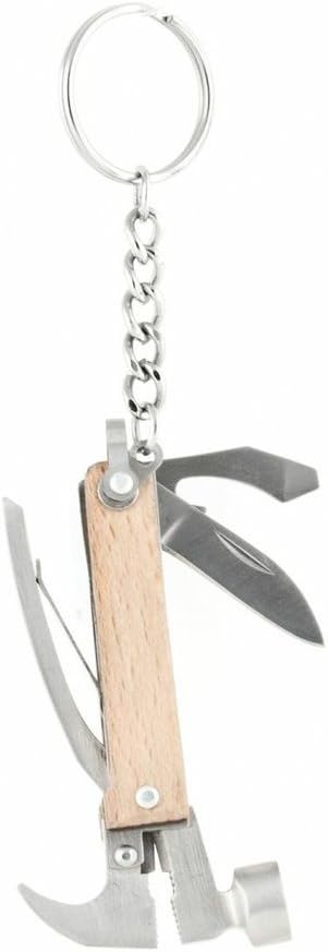 Kikkerland 10 in 1 Pocket Compact EDC Gear Equipment Stainless Steel Multi-Tool, White, Wood Handle, for Outdoors, Camping Tool Accessories Survival