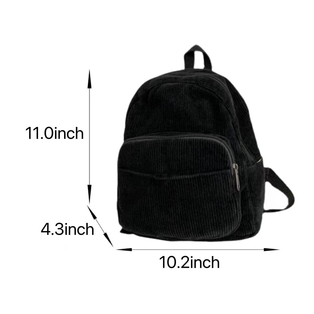 MININAI Aesthetic Backpack Mini Classic Corduroy College Backpack for Women Cute Retro Grunge Casual Daypack (One Size,Green)