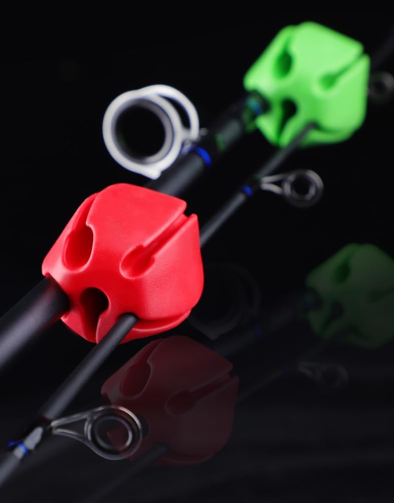 10Pcs Silicone Fishing Rod Holder Straps, 5 Hole Portable Fishing Rod Fixed Ball, Rubber Fishing Pole Clips Fly Fishing Accessories, Blue