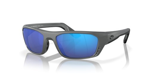 Costa Man Sunglasses Matte Gray Frame, Blue Mirror Lenses, 57MM