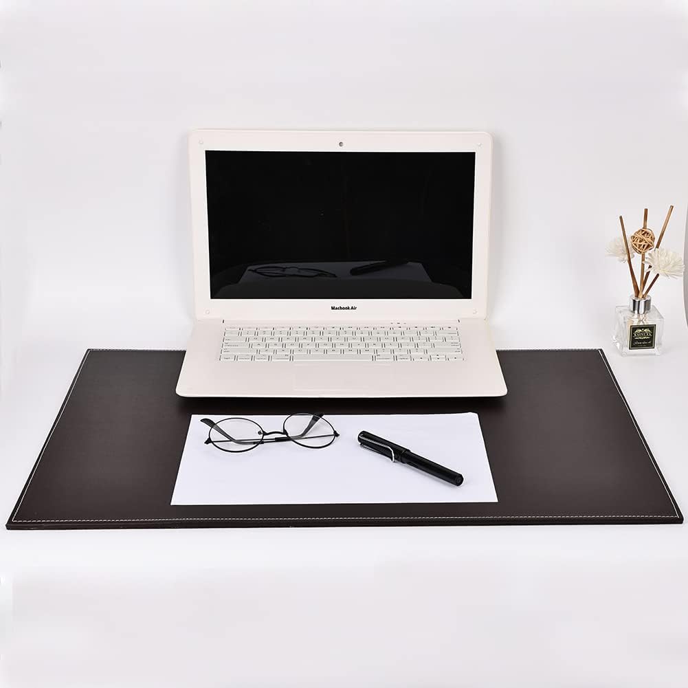 KINGFOM Ultra-Smooth PU Leather Desk Pad & Mat Office Desk Drawing & Writing Board A3/ A4 File Paper Clip Table Protector Mat on Top Large 24''x18'' (Black)