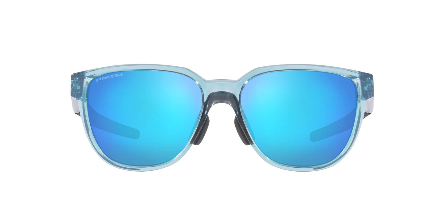 Oakley Men's OO9250A Actuator Low Bridge Fit Rectangular Sunglasses, Transparent Stonewash/Prizm Sapphire, 57 mm