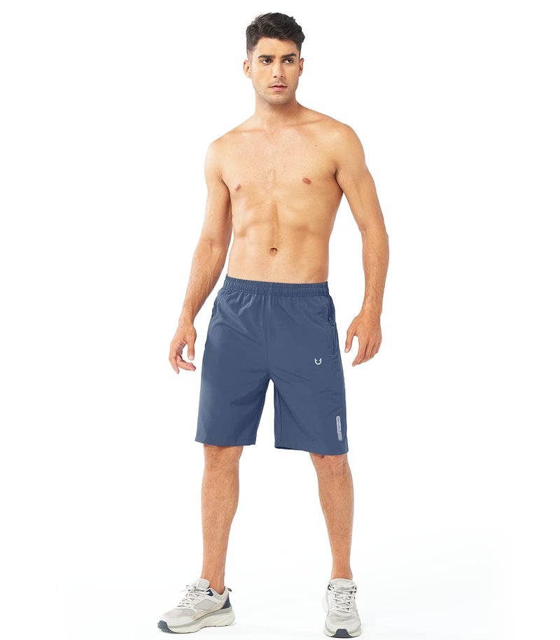 NORTHYARD Men's Athletic Running Shorts Gym Workout 7"/9"/5" Quick Dry Lightweight Sports Basketball Tennis 3 Zipper Pockets FEDERALBLUE-9inch 2XL