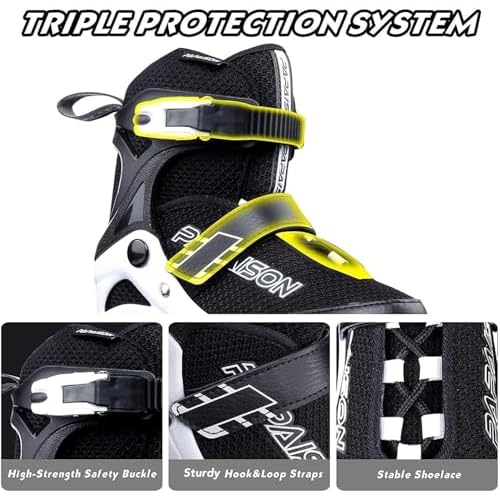 PAPAISON Adjustable Inline Skates for Kids and Adults with Full Light Up Wheels, Outdoor Roller Skates for Girls and Boys, Men and Women