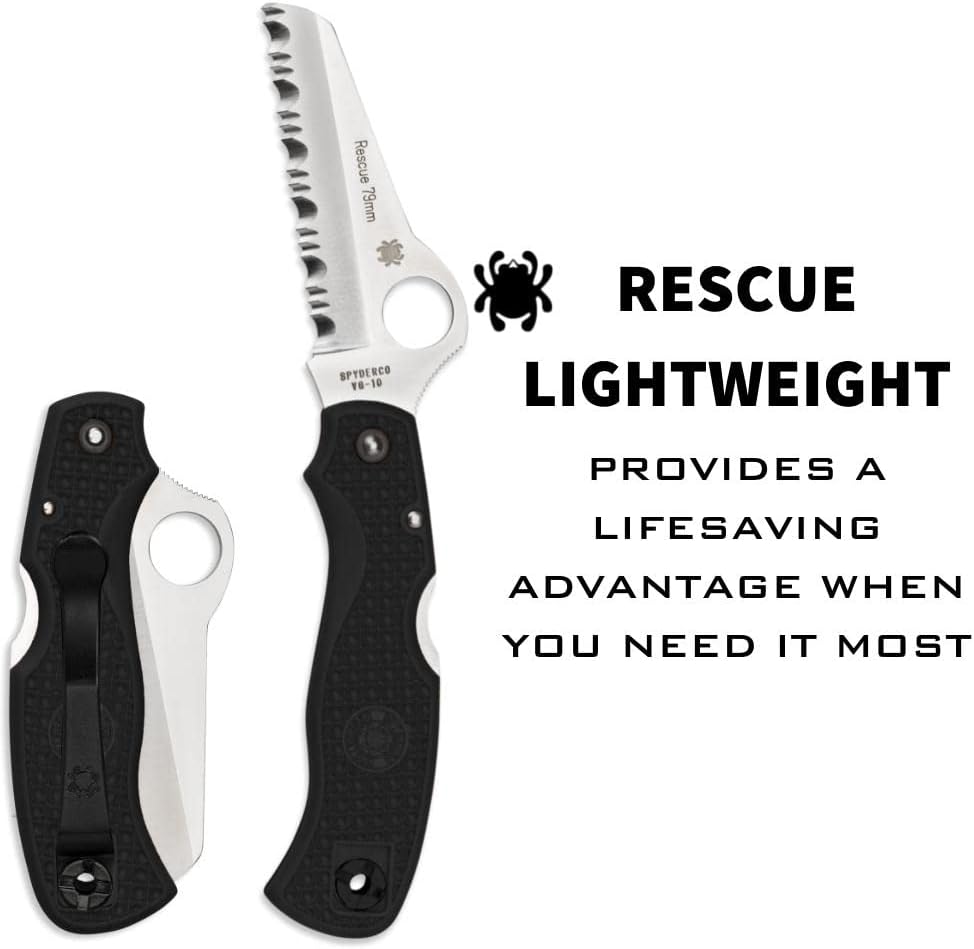 Byrd Cara Cara 2 Rescue Lightweight Knife with 3.88" Stainless Steel Sheepfoot Blade and High Performance Black FRN Handle - SpyderEdge - BY17SBK2