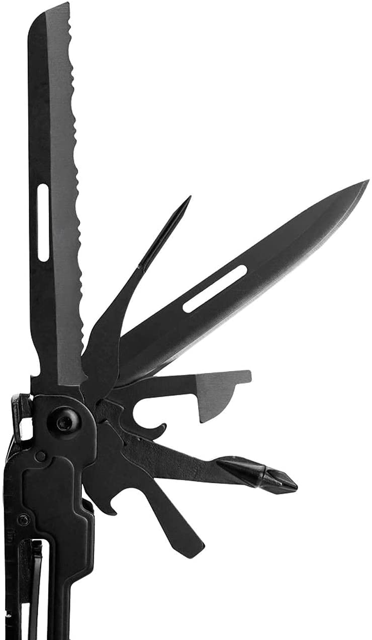 SOG PA2002-CP PowerAccess Deluxe Multi-Tool, Black & SOG Entrenching Tool- 18.25 Inch Folding Survival Shovel with Wood Saw Edge and Tactical Shovel Carry Case- Black (F08-N)