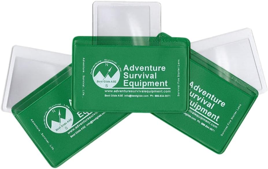 Credit Card Size Fresnel Lens Fire Starter and Magnifier Lenses (3 Pack - Green)