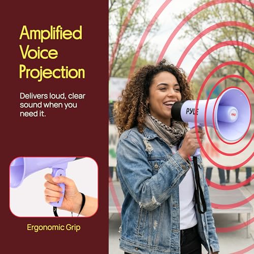 Light Purple Rechargeable Bluetooth Megaphone with Voice Changer & Siren - 30W, 1200-Yard Range