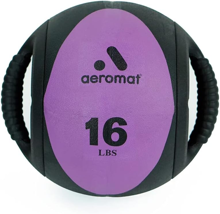 Aeromat Dual Grip Power Medicine Balls for Abdominal Training and Rotational Movements - 9" Diameter - Weights Color-Coded
