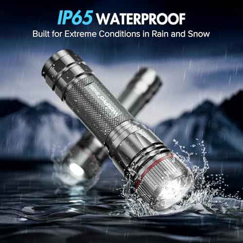 WdtPro Rechargeable Flashlights High Lumens, 1 Pack 10H Long Lasting Super Bright EDC Flashlights, LED Mini Tactical Flash Lights for Camping Emergency, Drop & Water Resistant Grey(Battery Included)