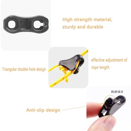 UtySty 20 Pack Ultralight Guyline Tensioners Tent Rope Tensioner Guy Line Tightener Adjuster Fluorescent Buckles Fastener for Utility Rope Shelter Canopy Tarp Paracord Ropes Tie Down Rope