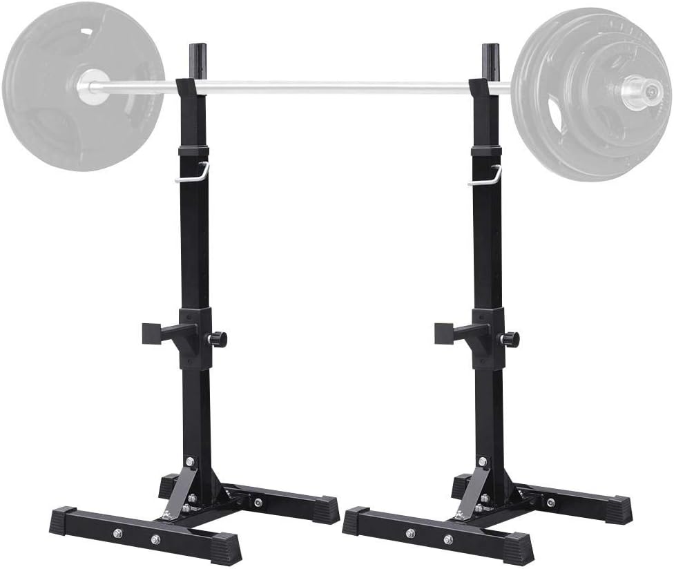 Yaheetech 45-71 Inch Adjustable Squat Rack and Bench Press Rack Portable Olympic Weight Stand Pair of Home Gym Squat Machine