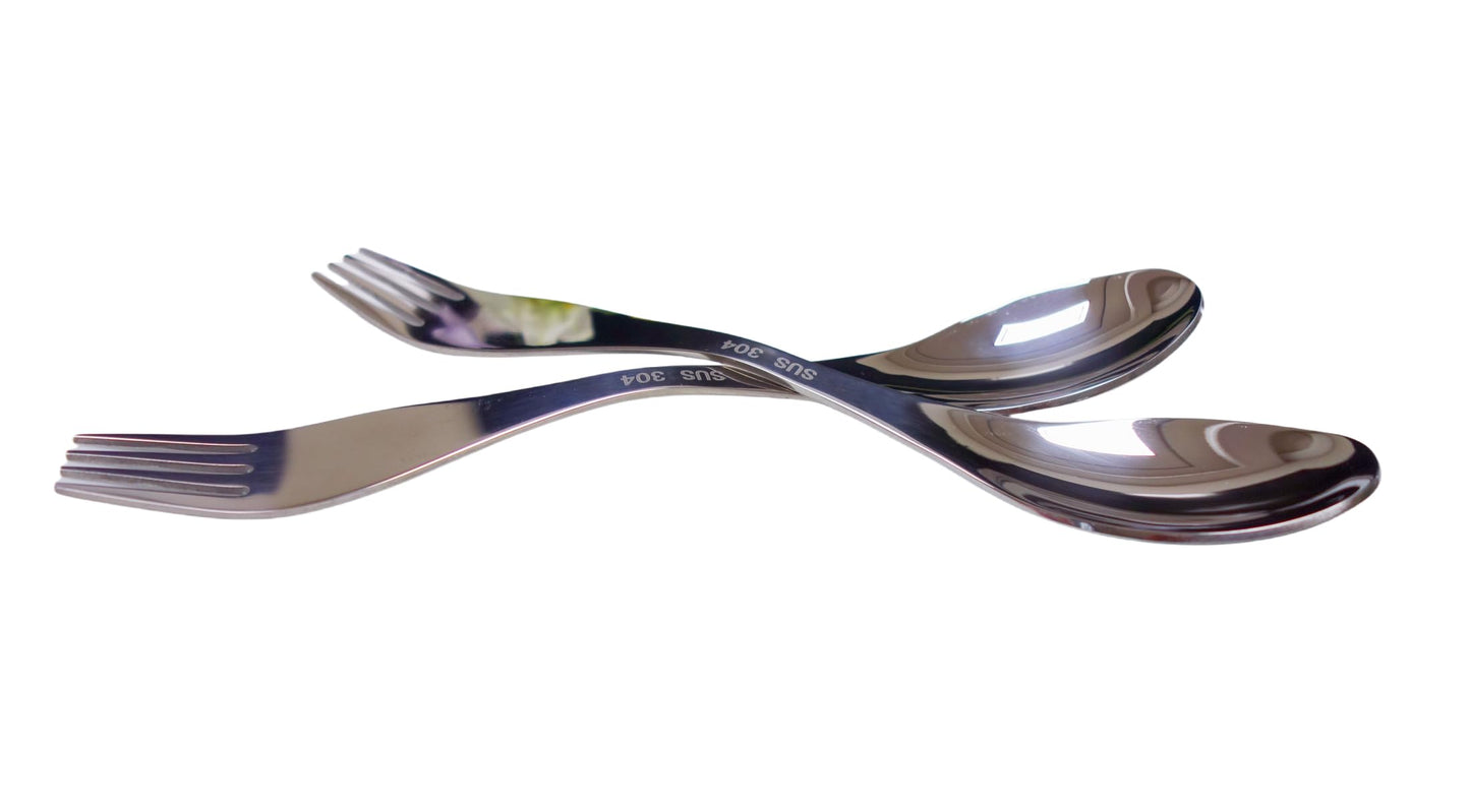 2 in 1 Stainless Steel Spork, Rust Proof Camping Utensil, Spoon Fork Combo Flatware Heavy Duty (2)