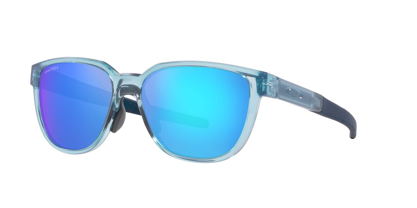 Oakley Men's OO9250A Actuator Low Bridge Fit Rectangular Sunglasses, Transparent Stonewash/Prizm Sapphire, 57 mm