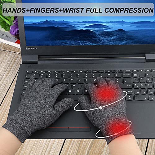 Happymart Full Finger Black Arthritis Compression Gloves for Pain Relief Large
