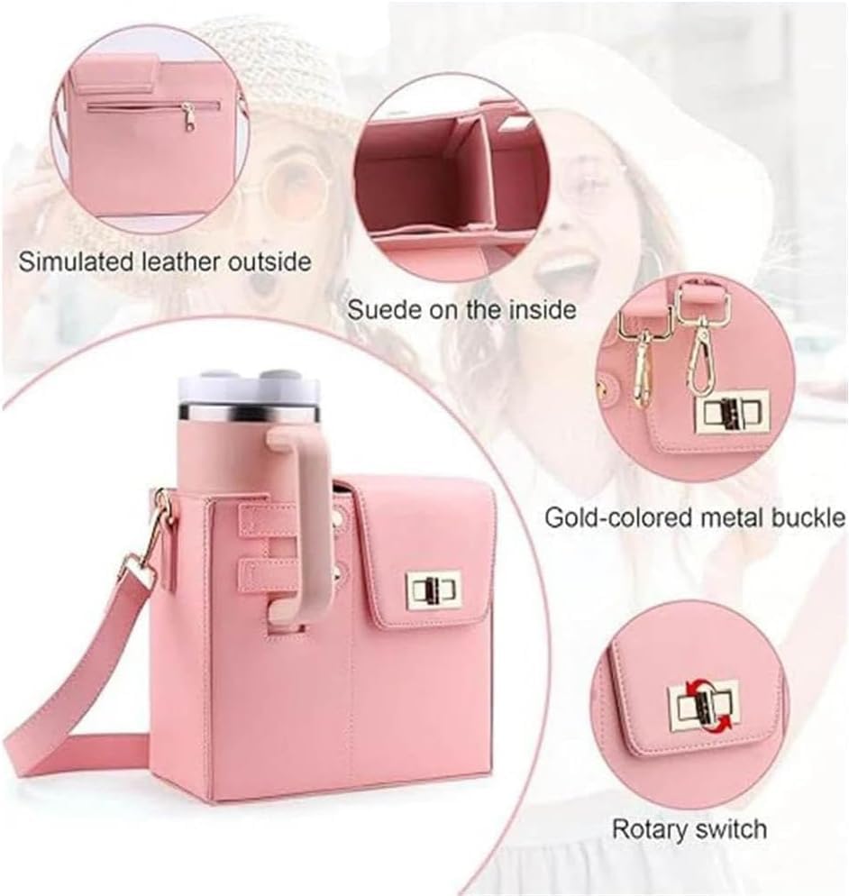 2025 New Stanley Purse Cup Holder Bag Crossbody Water Cup Storage Bag Portable Cups Purses Stanley Cup Purse Holder 40 Oz (Khaki)