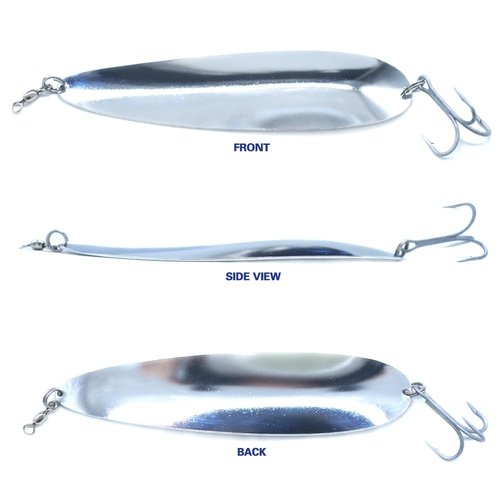 SEASKY 5.5" 7" 8" 10" 11" Stainless Steel Saltwater Tuna Salmon Fishing Flutter Spoon Metal Lure (5 1/2", Silver)