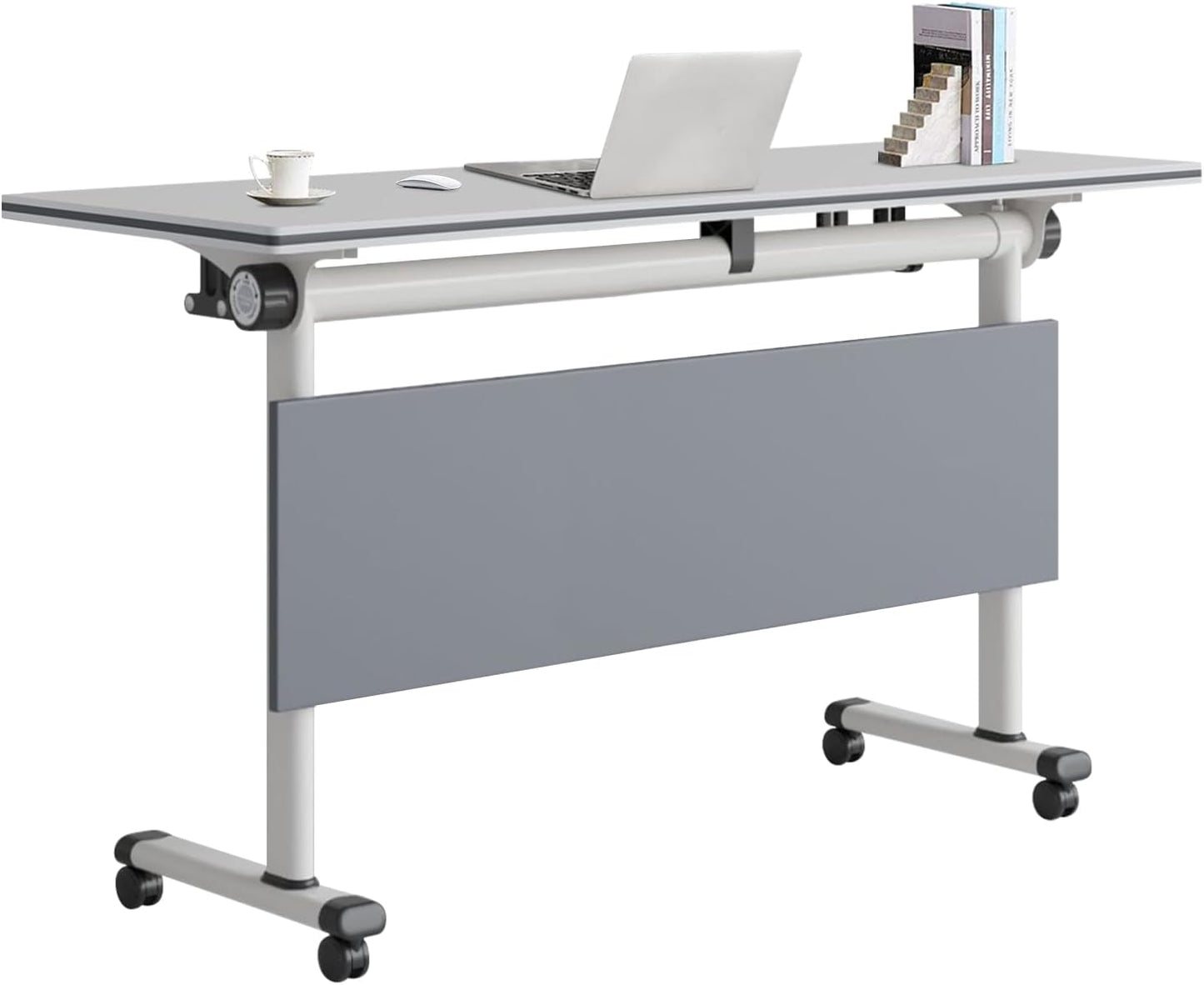 47.2 Inch Fold-and-Lock Conference Table, Robust Steel Legs & Rapid Setup, Ideal for Breakroom & Training Areas