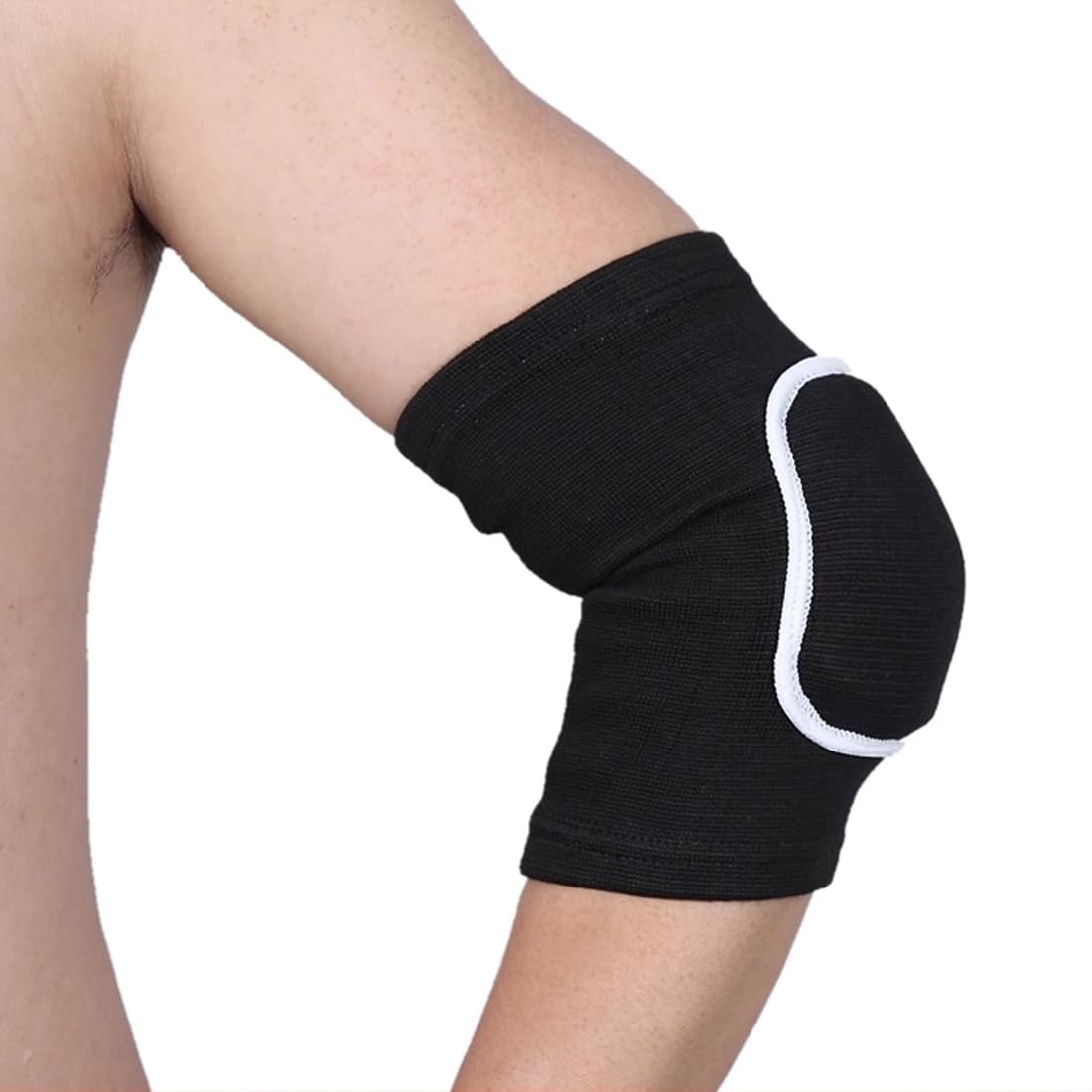 1 Pair Compression Elbow Pads Arm Brace Support Fitness Arm Protector Volleyball Basketball Breathable Elbow Wraps (Black)