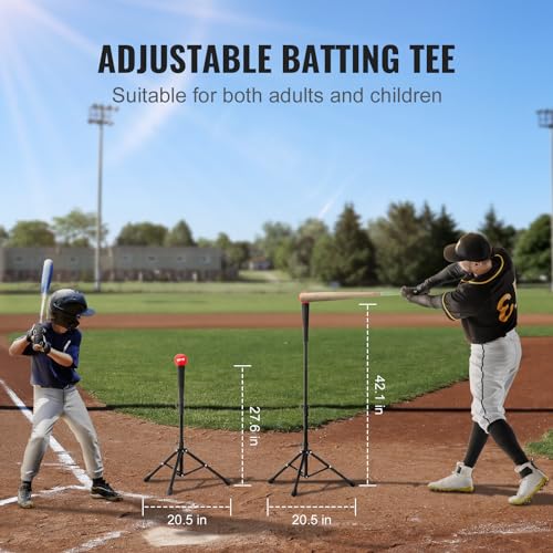 VEVOR Softball Practice Net, Portable Baseball Training Net for Hitting, Batting, Catching, Pitching - Backstop Equipment with Bow Frame, Carry Bag, Strike Zone, Batting Tee