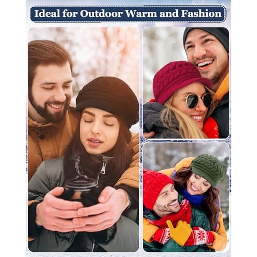 Newcotte Women Winter Hat Knitted Caps with Visor 2025 Warm Hats for Women Beanies for Winter Cold Weather