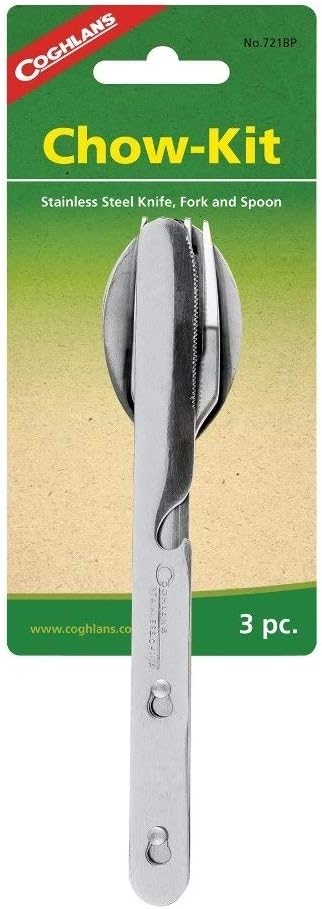 Coghlan's Stainless Steel Cutlery Set – 3-Piece Flatware with Fork, Knife, Spoon, and Convenient Storage Ring for Camping, Hiking, and Outdoor Adventures, Durable Tableware