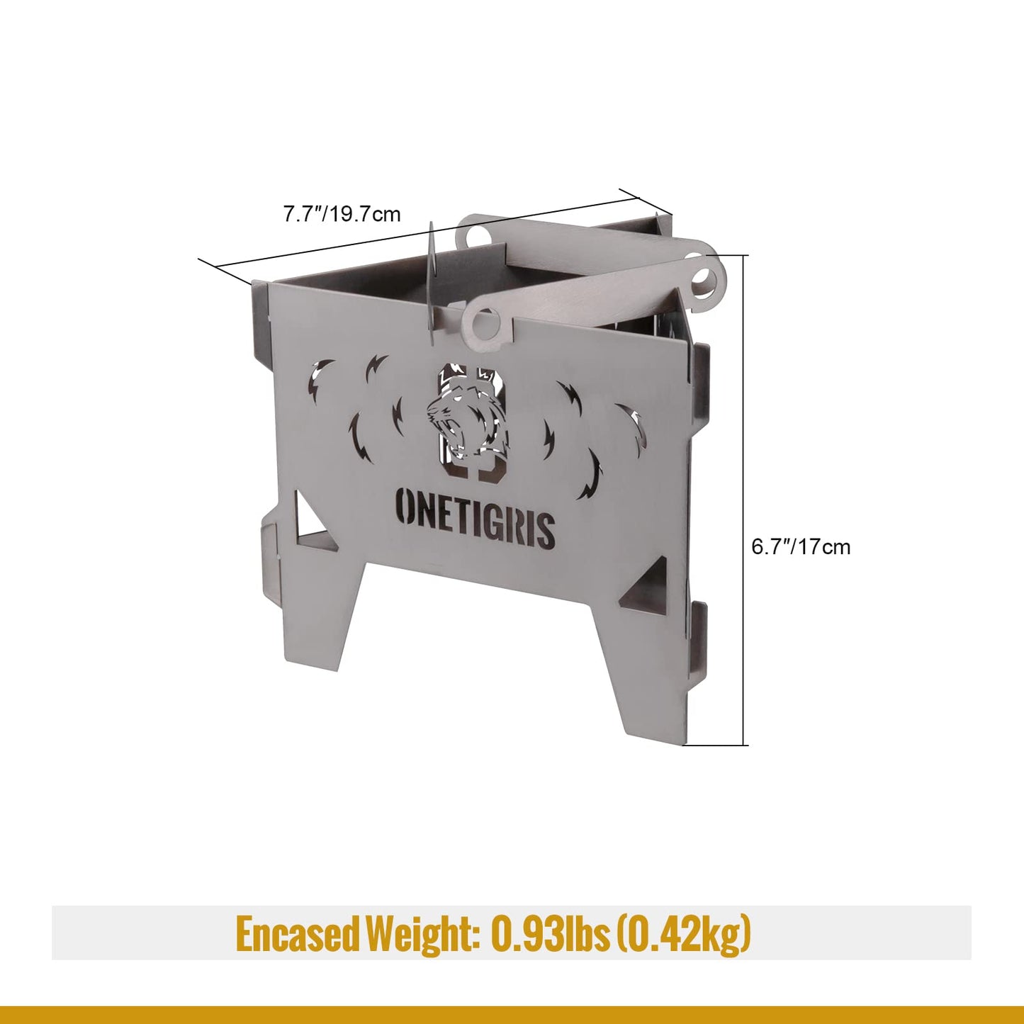 OneTigris Triangle Titanium Mini Wood Stove Lightweight Portable for Camping Backpacking Hiking Picnicking and BBQ, Weighs 14.8oz/0.93lbs only