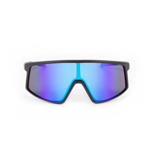 Optic Nerve Unisex Stone Cat Polarized Sport Sunglasses, Matte Black - Smoke w/Blue Mirror Lens