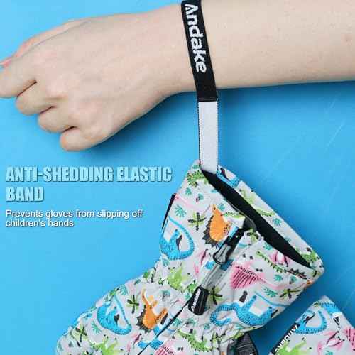Andake Waterproof &Breathable Kids Snow Gloves, Toddler Winter Warm Ski Gloves for 2-14Y Boys Girls