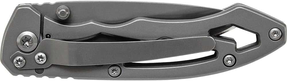 Smith & Wesson CK400 5.4in High Carbon S.S. Folding Knife with a 2.2in Drop Point Blade and Stainless Steel Handle for Outdoor, Tactical, Survival and EDC