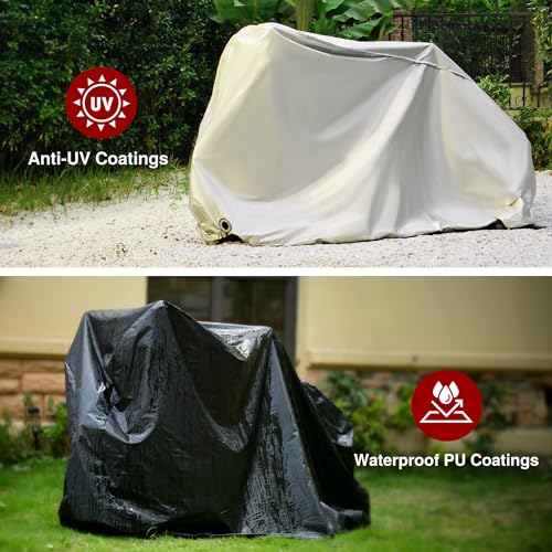 Puroma Waterproof Bike Cover for 1-3 Bikes - Black 190T XXXL Size