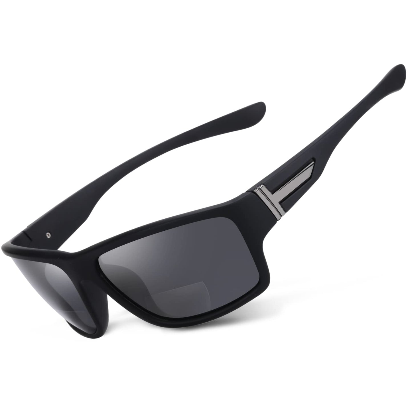 SKYOAK Premium Lightweight Bifocal Reading Sunglasses Men TR90 Frame Wrap Around Design Blue Light Blocker UV 400 Protection Outdoor Sun Reader Driving (Black +2.0)