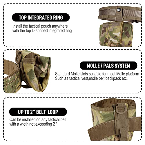 Dump Pouch Tactical Belt Molle Mag Pouches,Roll Up Foldable Recovery Utility Magazine Tool Waist Storage Bag.