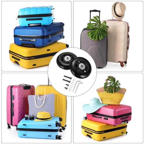 Luggage Wheel Replacement Set 75x24mm Rubber Swivel Caster for Suitcase