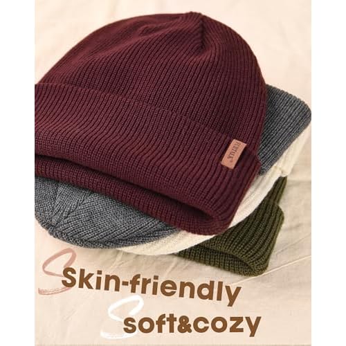 Beanie Hats for Women Men Winter Hats Womens Knitted Slouchy Beanies Cuffed Skull Cap Warm Ski Hat