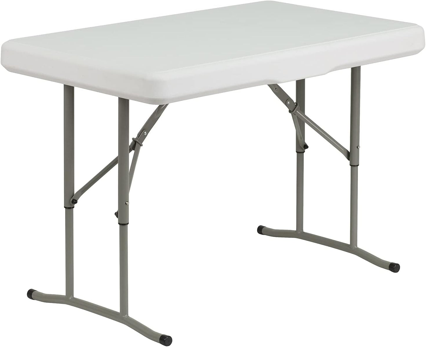Flash Furniture Rowan 3 Piece Portable Plastic Folding Bench and Table Set,Granite White