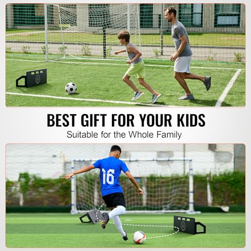 VEVOR Soccer Rebounder Board, Portable Soccer Wall with 2 Angles Rebound, Foldable HDPE Kickback Rebound Board, Soccer Training Equipment for Kids and Adults, Passing & Shooting Practice