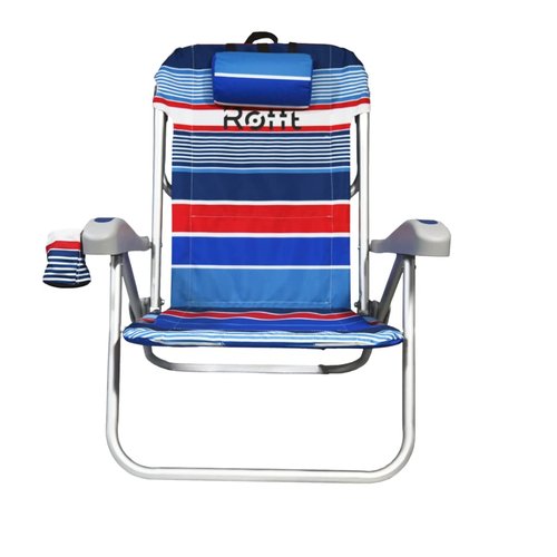 ROFFT Heavy Duty Beach Chair 6 Positions Reclining for Adults Folding Lightweight with Backpack Straps Cooler Cup Holders Big Storage Pillow and Towel bar Lay Flat Position