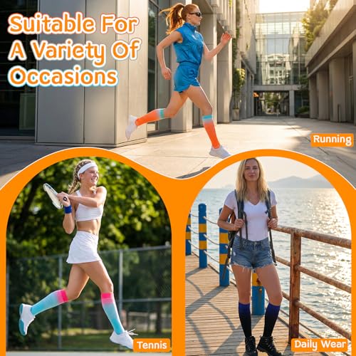 Women Compression Socks 15-20mmHg Knee High Socks - Small-Medium Pack of 5