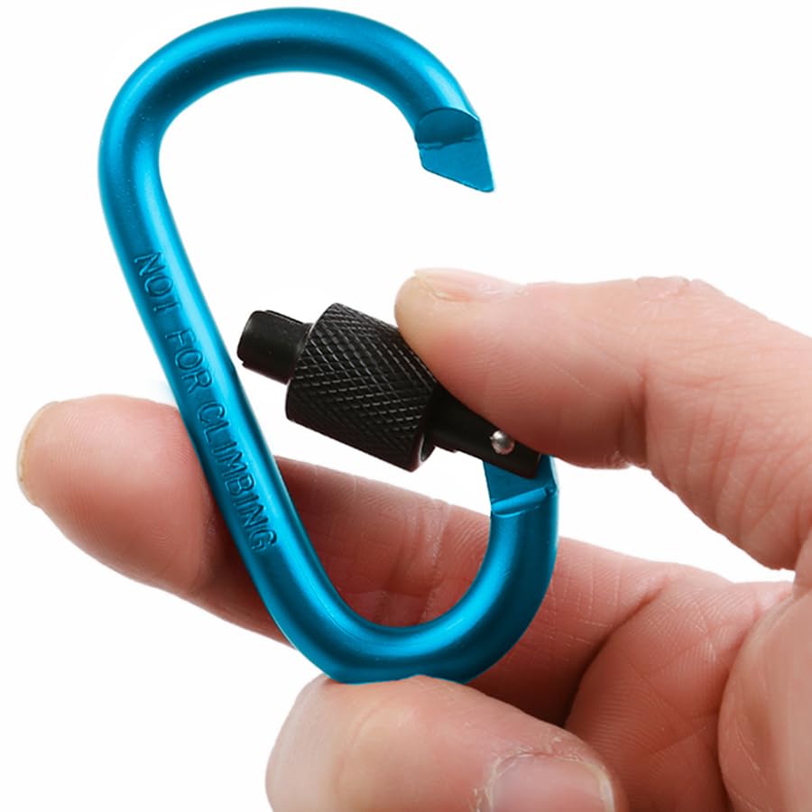 10 Pack Aluminum D-Ring Carabiners, Heavy Duty Carabiner Clips,YuCool Locking Key Security Camping Climbing Hiking Keychain,Locking Carabiner D Ring for Keychain Clip