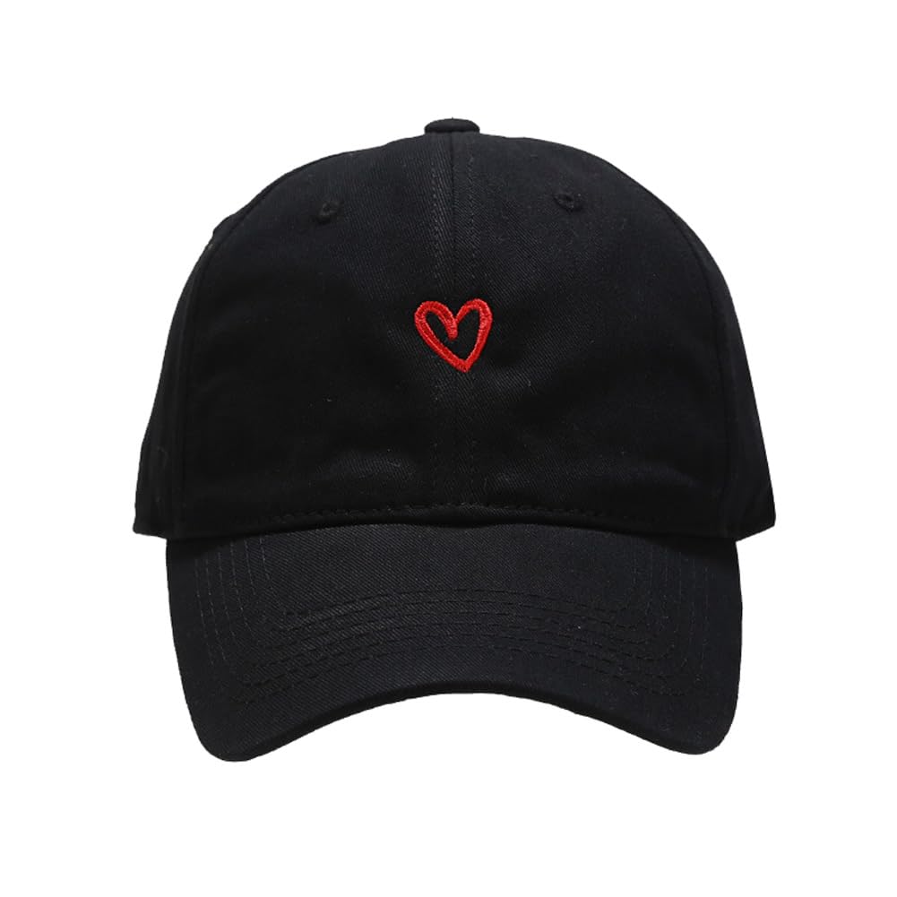 Quanhaigou Baseball Cap Dad Hat Adjustable Fashion Hats for Men Women Polo Trucker Unisex Style Headwear (Black Love Heart)