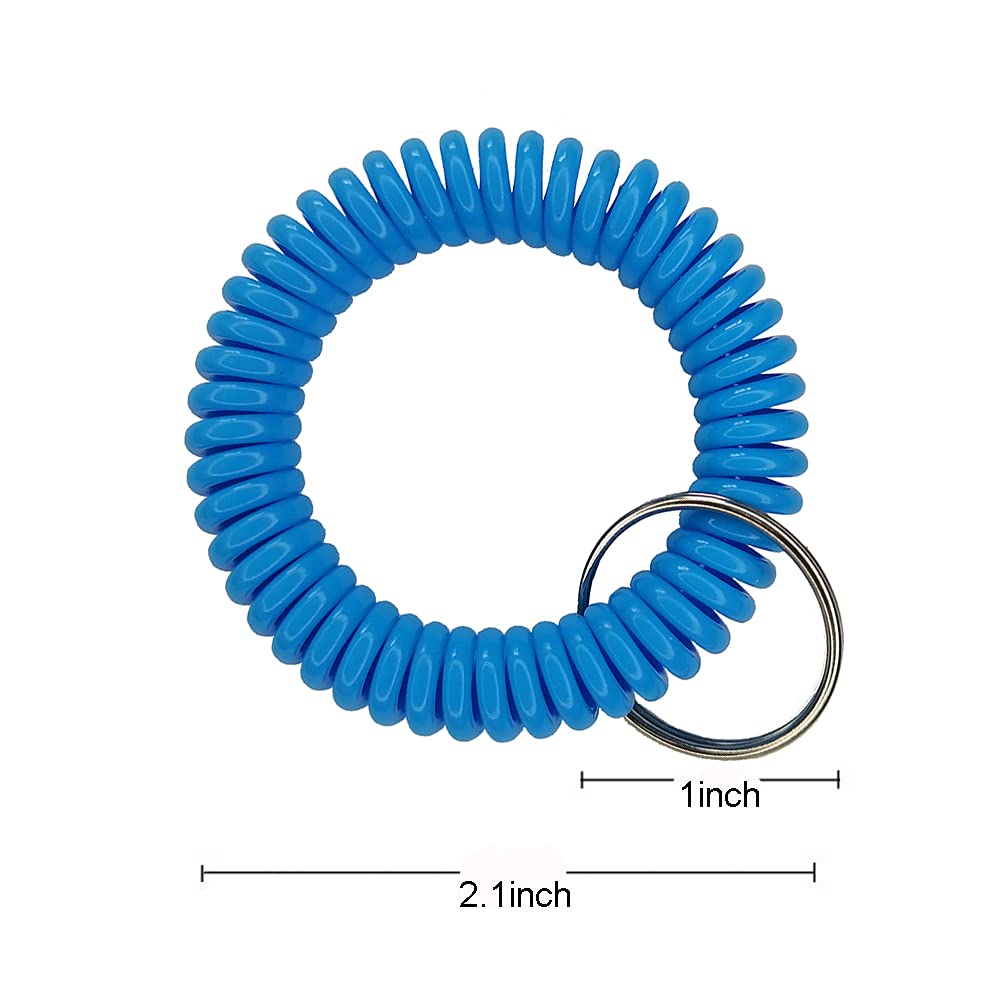 Kbraveo 100 PCS Multicolor Plastic Stretchable Spiral Coil Bracelet Keychains for Office, Sports, and Outdoor Activities