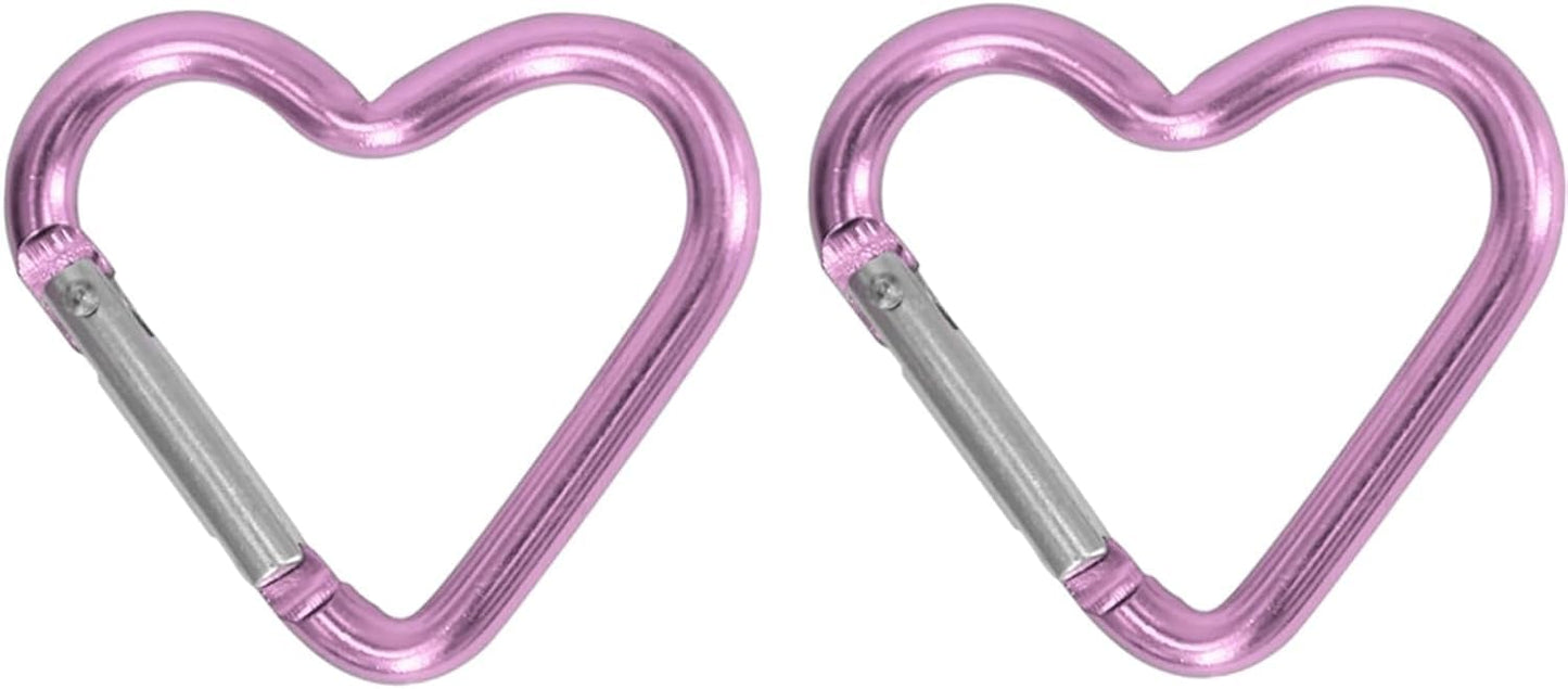 2Pcs Light Purple Heart Snap Hooks Carabiner, Hook Clip Key Holder Aluminum Alloy Keychain Clips for Outdoor Traveling Walking Lightweight Aluminum Alloy Keychain Clip Backpack Carabiner Car Keychain