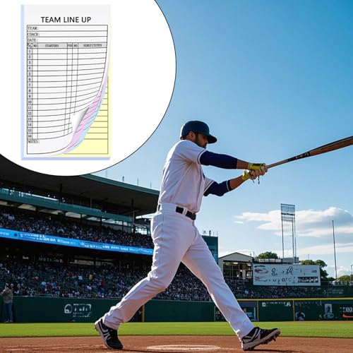 90 Sets Baseball & Softball Lineup Cards with 4-Part Carbonless Sheets, 150 Games, 16 Player Slots - Variation of THIS listing