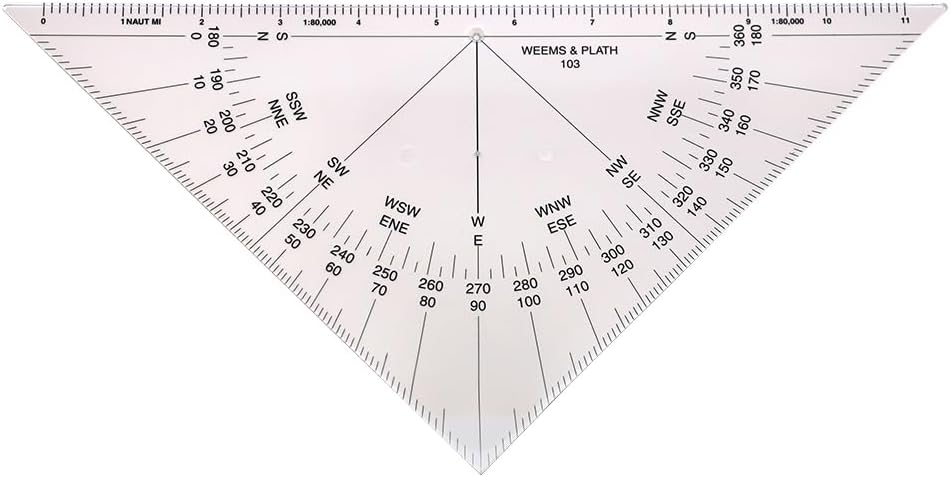 Weems & Plath Marine Navigation Protractor Triangle with Black Markings