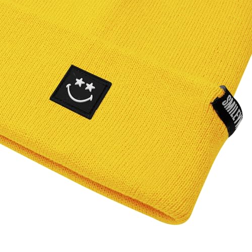 American Trends Beanie for Men Women Soft Winter Beanie Hat Cute Smiley Face Knit Hat Warm SmileyWorld¢ç
