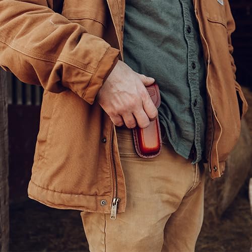 Schrade Old Timer 25OT Folding Hunter 9.3in Traditional Pocket Knife with 2 High Carbon SS Blades, Ergonomic Handle, and Leather Belt Sheath for EDC, Camping, Whittling, and Outdoors, One Size, Brown