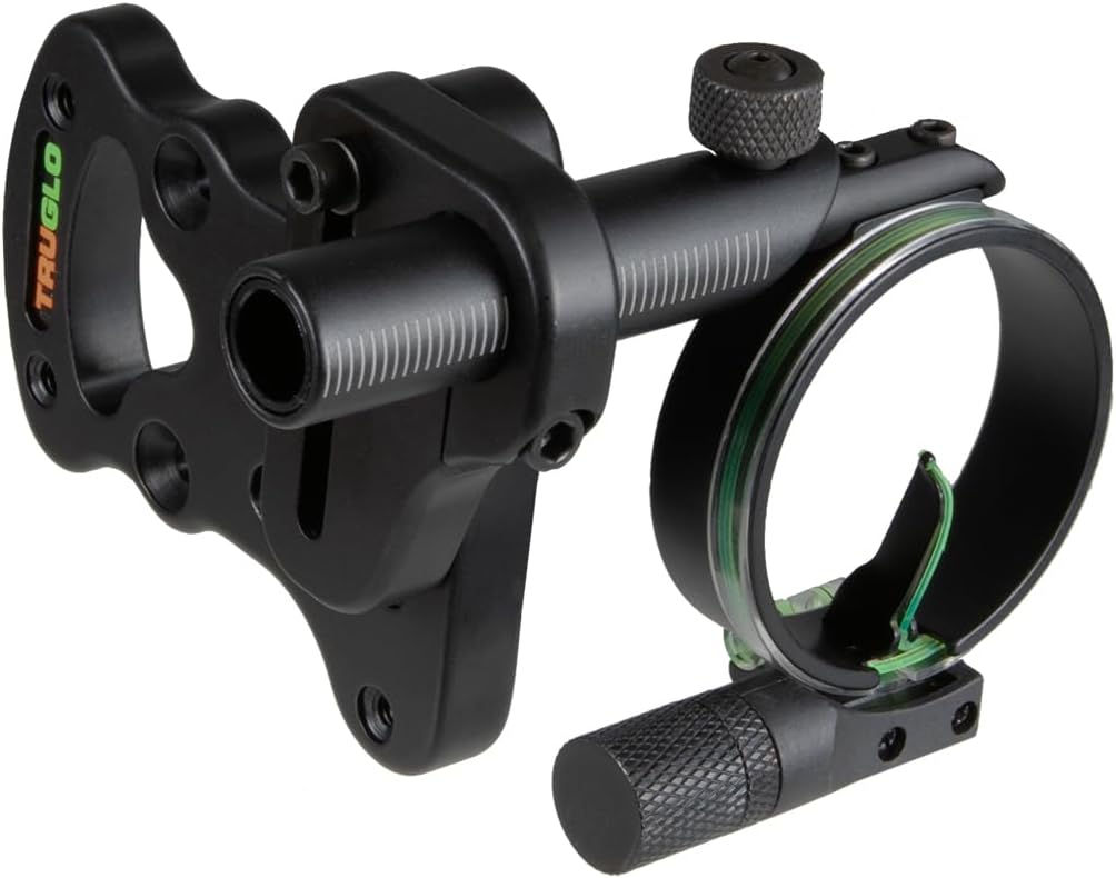 TRUGLO Pendulum 1-Pin Ultra-Lightweight Quiet Archery Hunting Treestand Bow Sight with Large Circular Field of View - Adjustable for Right & Left-Handed Shooters - LED Light Included